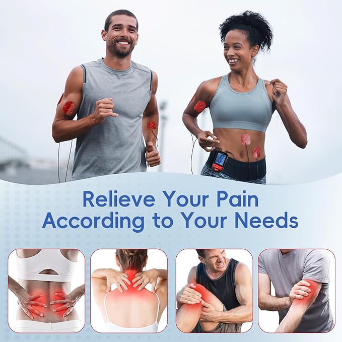 Comfytemp TENS Unit Muscle Stimulator for Back Sciatica Neck Pain Relief, 4 Therapy Waveforms Dual Channel TENS Machine — 30 Modes, Rechargeable Professional Electric Pulse Massager, 10 Electrode pads