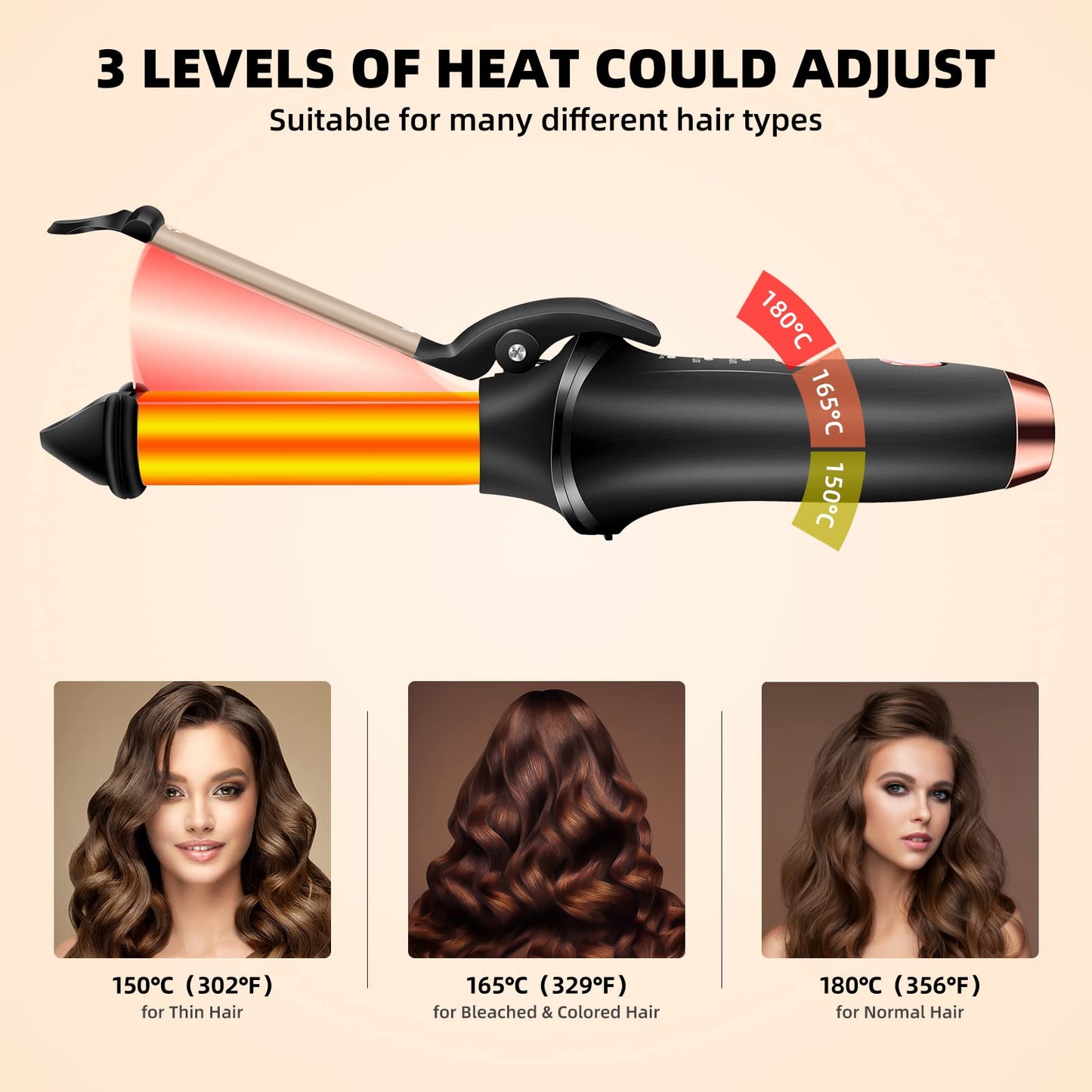 Cordless Curling Iron, Travel Curling Iron USB Rechargeable Ceramic Curling Wand, 302°F-356°F Mini Flat Iron with 3 Temp Setting,Hair Curlers for Short Hair Straightener and Curler 2 in 1