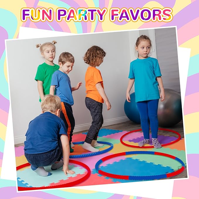 6 Pcs Exercise Hoop Detachable Fitness Rings Adjustable Plastic Toy Fitness Hoop Playground Toys Colored Circles for Teens Games Gymnastics Agility, 28 Inch(Dark Blue, Red)