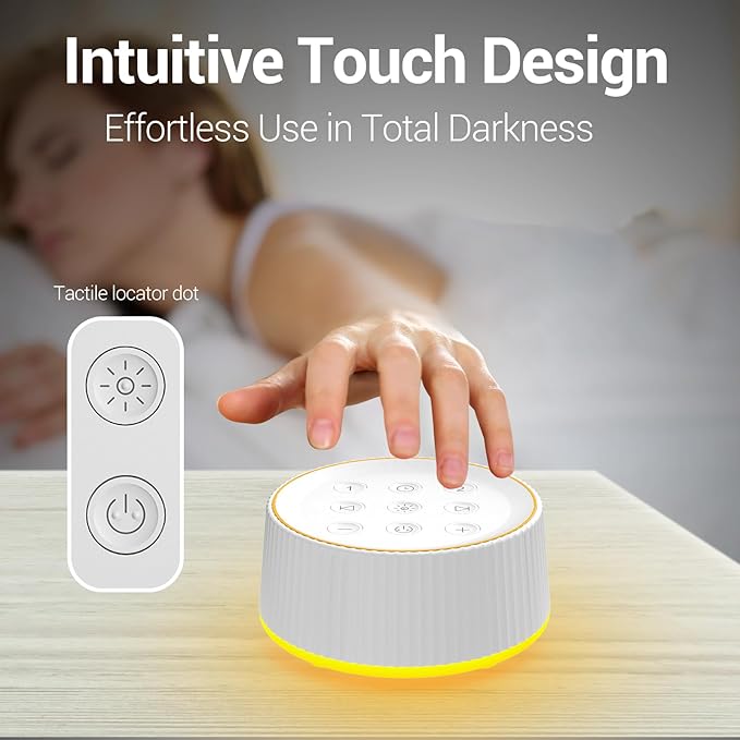 BGOVERSS Sound Machine with 30 Soothing Sounds, 16 Colors Night Light White Noise Machine for Adults Baby Kids Sleep Machines Function 36 Volume Levels 5 Timers for Home Office Travel (White, /)