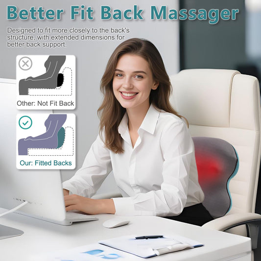 APXPF Back Massager with Heat-Shiatsu Neck Massager for Pain Relief Deep Tissue 3D Kneading Massage for Neck,Lower Back,Shoulder,Leg,Relax Gifts for Women Men Mom Dad,Corded(Green)