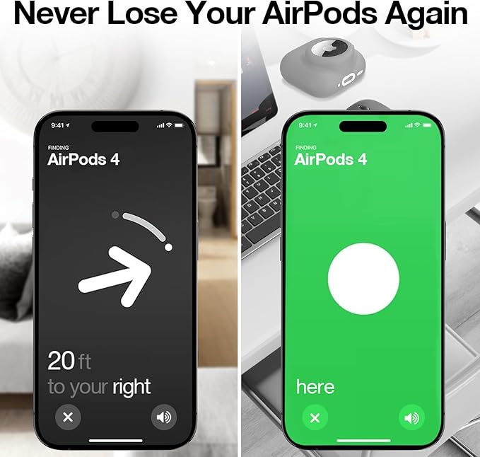 2 in 1 Silicone Case Compatible with AirPod 4 and AirTag, Shockproof Protective Skin Cover for AirPods 4th Generation with Cleaner Kit & Carabiner (Grey)