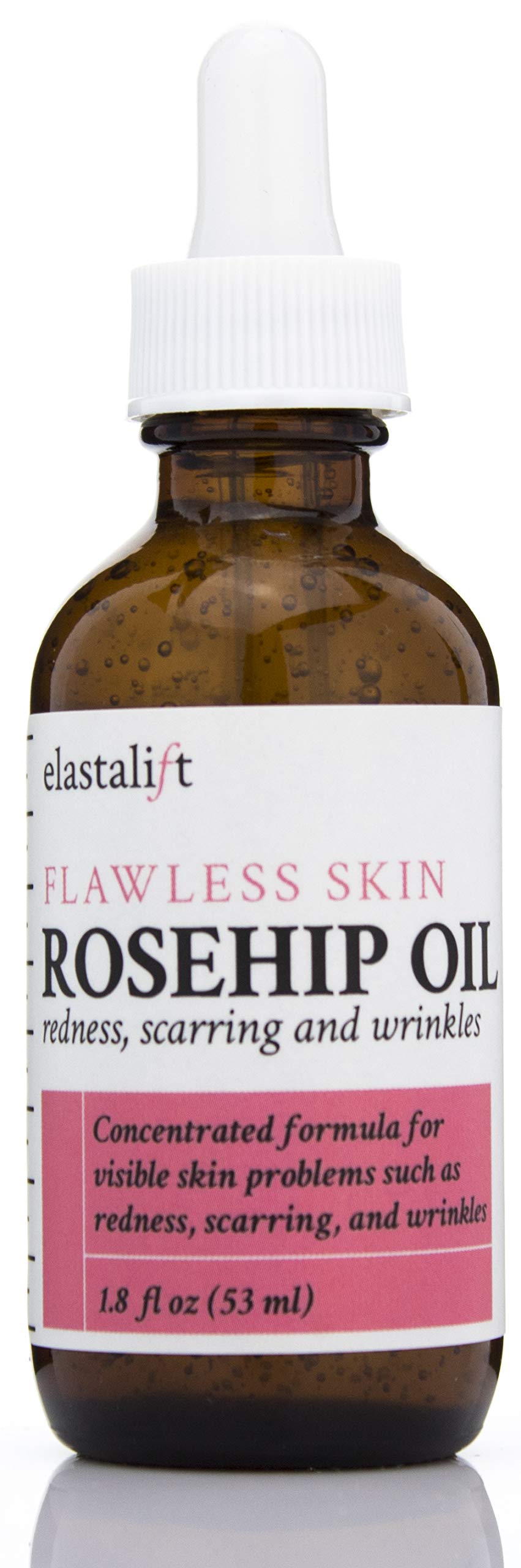 Elastalift Rosehip Oil for face with Vitamin C and Cucumber. Pure Rosehip face oil helps with Wrinkles, Scarring, and Redness for a brighter skin complexion. 1.8 Fl Oz