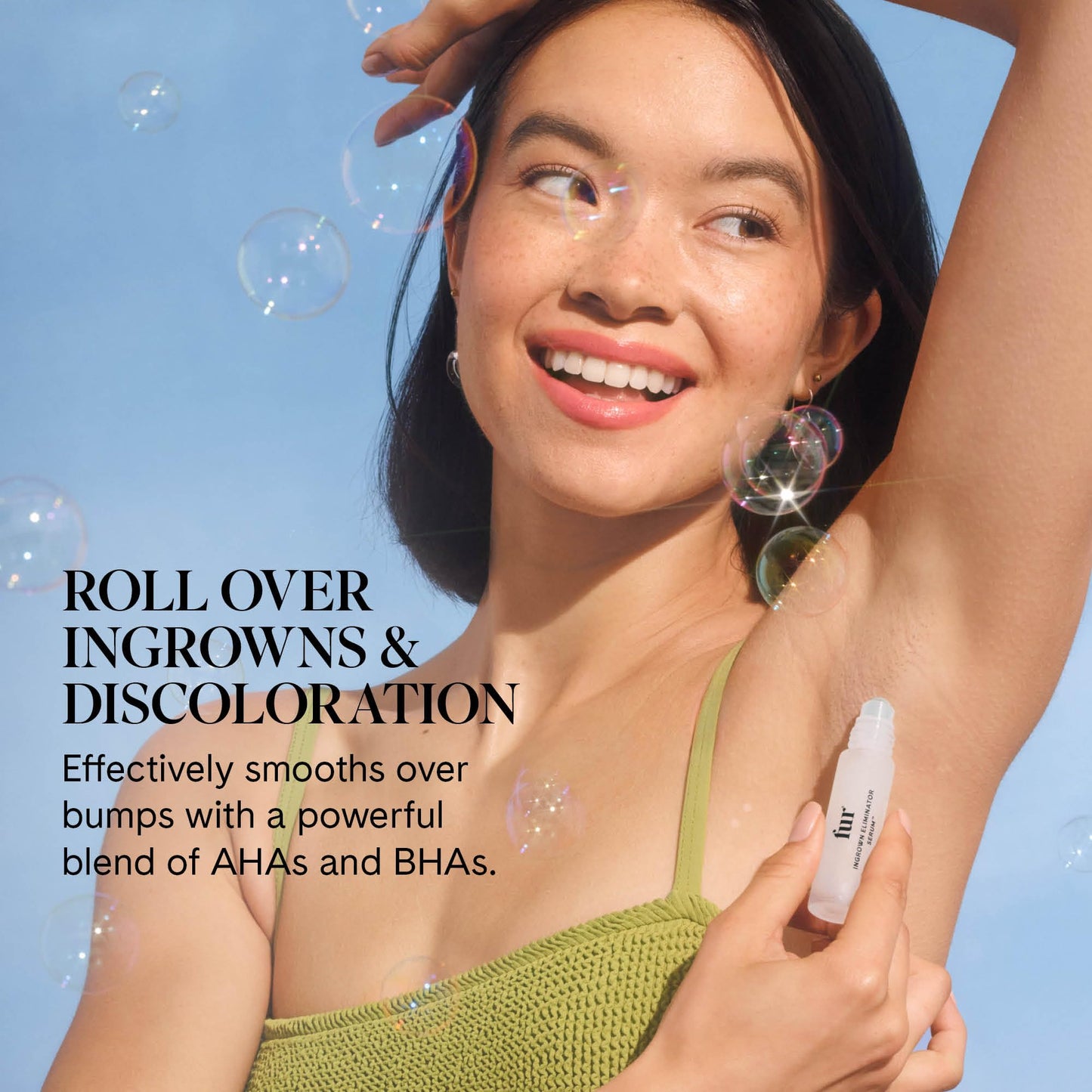 Fur Ingrown Eliminator Serum Rollerball Travel Size - Powerful Ingrown Hair Treatment Serum With AHAs and BHAs to Treat and Prevent Ingrown Hairs and Bumps, Hydrates and Soothes Irritated Skin - 10 ml