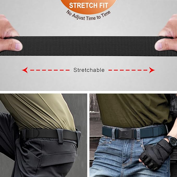 BULLIANT Men Belt 2 Pack,Nylon Web Holster Belt Stretch for Gift Men Outdoor Work Sports Hunting Hiking,Quick Release