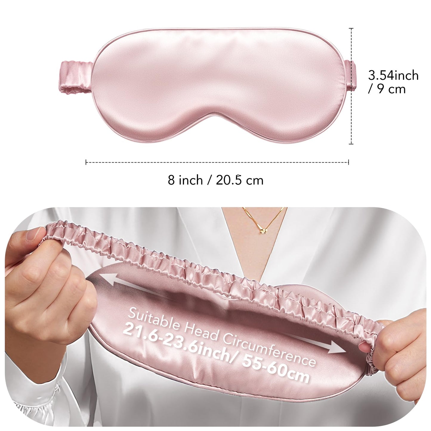 LitBear 100% Pure Silk Sleep Mask, 22 Momme 6A Mulberry Silk Fabric and Filling, Total Light Blocking Eye Mask Sleeping for Women, Men, Side Sleepers, Includes Travel Pouch and Scrunchie