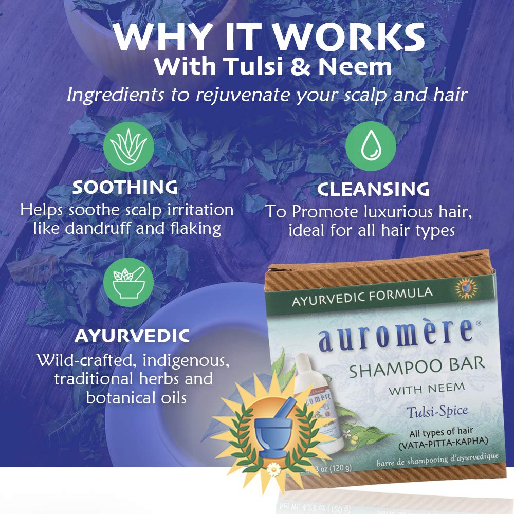 Auromere Ayurvedic Shampoo Bar - Eco Friendly, Handmade, Vegan, Cruelty Free, Natural, Non GMO, All in One Bar for Soap and Shampoo (4.23 oz), 1 pack