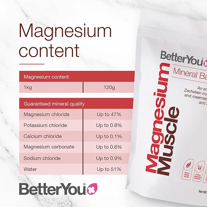 BetterYou Magnesium Muscle Bath Flakes - Mineral Bath Salts For Muscle Recovery - Post-Workout Soak For Sore Muscles - Natural Magnesium - 2.3 lb