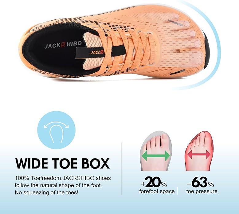 JACKSHIBO Wide Toe Box Shoes for Men Arch Support Shoes Wide Width Sneakers for Running Walking Athletic Tennis Orthopedic Plantar Fasciitis Workout with Thick Cushioned Zero Drop Sole
