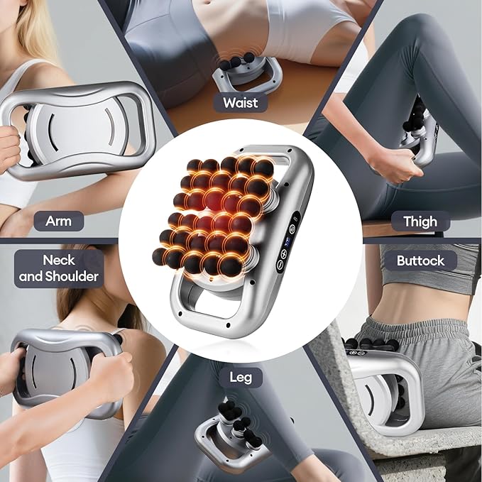30 Head Massage Gun Set, Massage Gun Deep Tissue Portable with 9 Levels and 9 Modes, Massager for Legs, Waist, Neck, Back, Buttocks Muscles, Gifts for Women, Men, Mom, and Dad