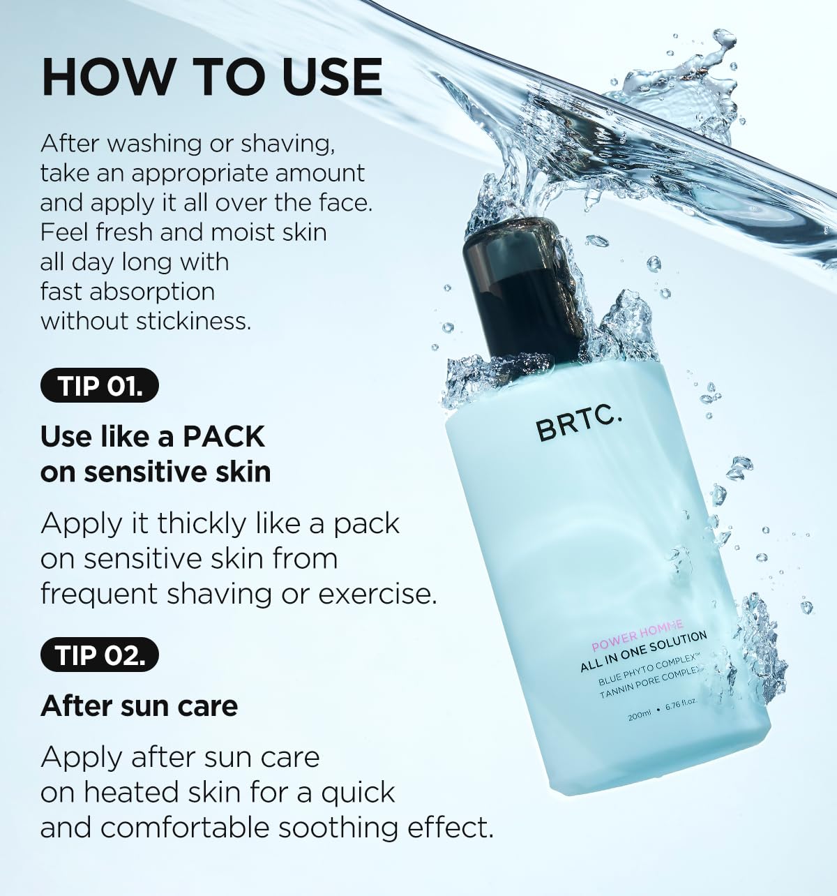 BRTC Power Homme All in One Solution | Men's Face Moisturizer | 3-in-1 (Toner+Lotion+Essence) | Sebum Control, Korean Skincare (200ml, 6.76 fl.oz)