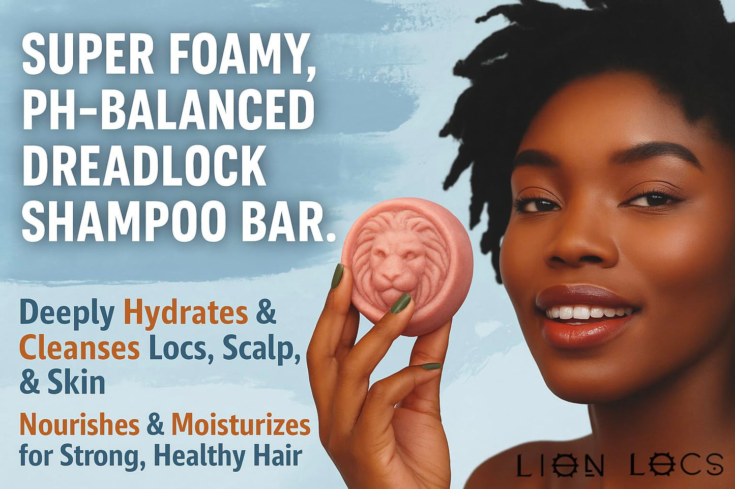 Lion Locs Shampoo Bar & Conditioner - Works for All Hair Types - Dreadlocks, Microlocs, Sisterlocks, Wicks, Brotherlocks, Braids | Build Up & Residue Free (5oz)