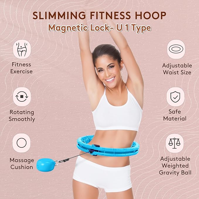 30/12 Knots, Upgraded Magnetic Lock Weighted Hula Hoop for Adults Weight Loss, Infinity Hoop Plus Size, Children Adults Home Outdoors, Fitness Exercise, Abdominal Toner