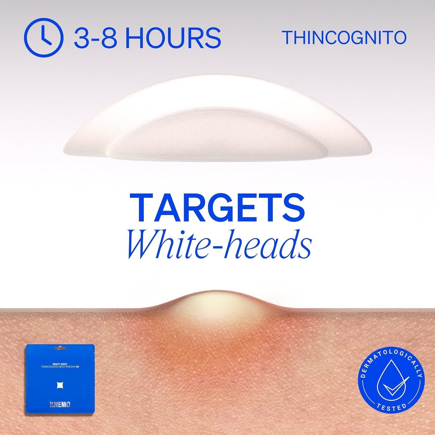 KNEMO Right Away Thincognito Invisible Spot Patch - Absorbing Hydrocolloid Pimple Patch for Face, Blemishes, Zits, Acne, Breakouts Spot Treatment for Skin Care, 2 Sizes (42 Count)
