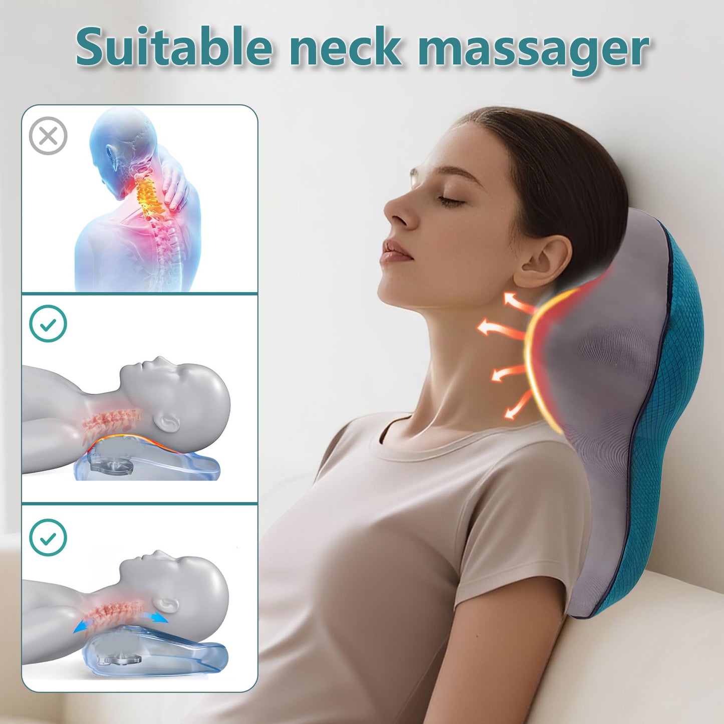 APXPF Back Massager with Heat-Shiatsu Neck Massager for Pain Relief Deep Tissue 3D Kneading Massage for Neck,Lower Back,Shoulder,Leg,Relax Gifts for Women Men Mom Dad,Corded(Green)