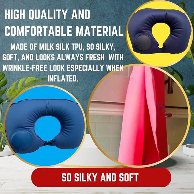 Vorgato Luxury- Airplane Pillow - Inflatable Travel Pillow - Airplane Essentials - Travel Neck Pillow - Inflatable Neck Pillow for Traveling - Neck Pillows for Travel - Blow Up Airplane Pillow