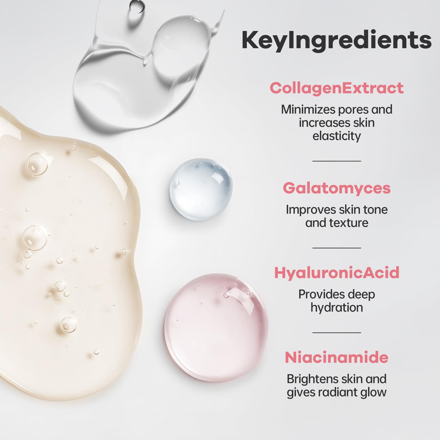 HYDROSMOOTH Bio-Collagen Overnight Mask for FACE + NECK, Glass Skin, Hydrating, Firming, Pore Minimizing, Elasticity Improvement, 50g x 4 pack