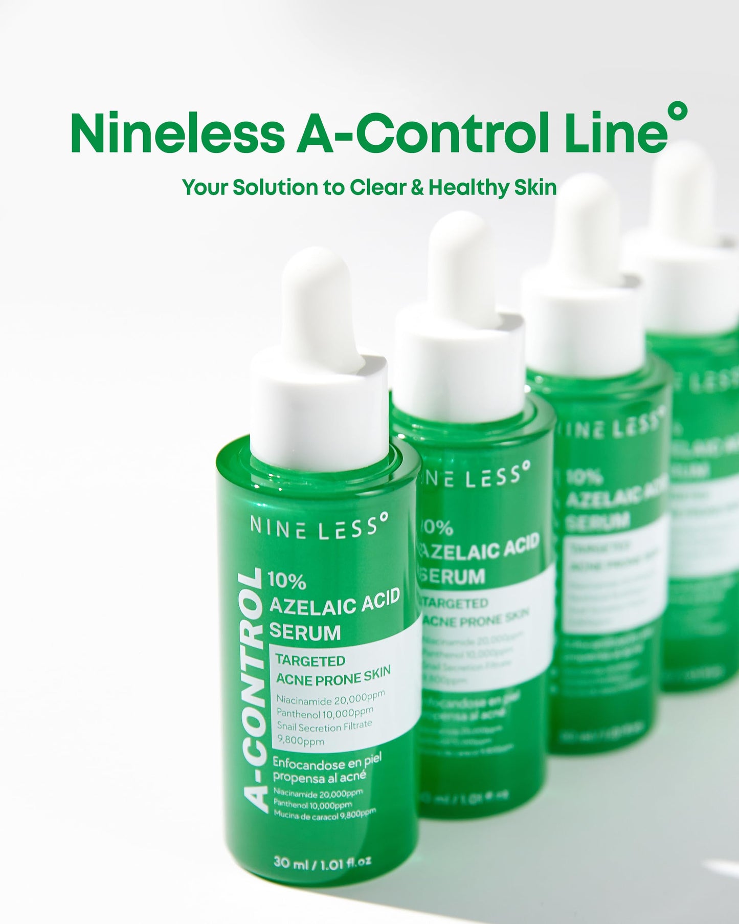 A-Control 10% Azelaic Acid Serum - Korean Acne Serum for Face - Calming Facial Treatment Clearing Breakout, Pimples - for Acne-Prone & Dull Skin, 1.01 fl.oz.