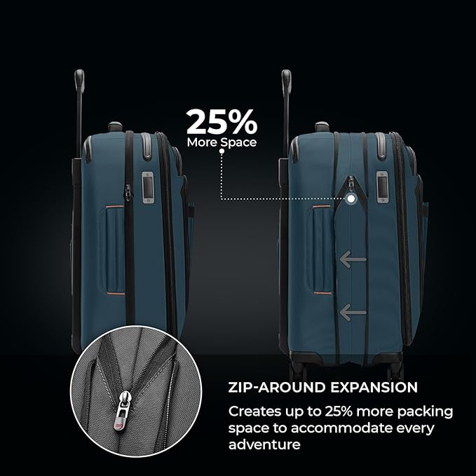 Briggs & Riley Domestic 22" Carry On Expandable Spinner - Luggage for Travel, Suitcases with Wheels, Softside Rolling Bag for Men & Women - ZDX Collection, Ocean