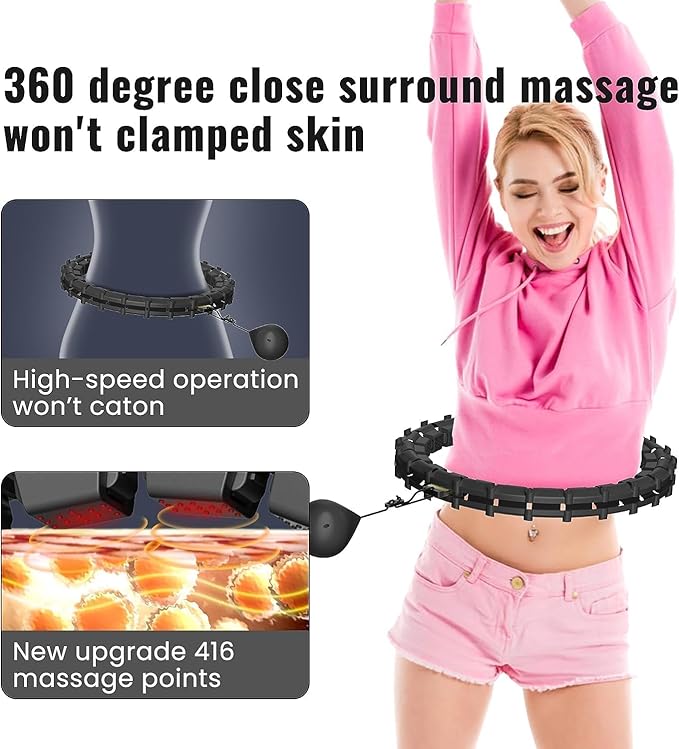 65inch 32 Knots Plus Size Quiet Weighted Hula Infinity Fitness Detachable Hoops Smart Silent Infinity Hula for Women 2 in 1 Waist and Abdominal Workout Hoop