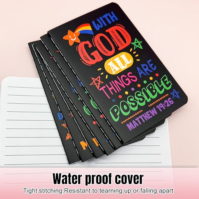 24Pcs Bible Verse Notepads,Mini Religious Pocket Notebooks Motivational Christian Small Inspirational Notepads Journals Gift Bulk Prizes for Kids Teacher School Home Travel Supplies (Bible Black)