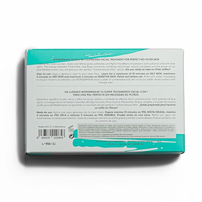 COCUNAT - Wondermask - Cleansing Facial Mask - Detoxifies, Exfoliates and Balances - Closes and Refines Pores - Oily and Combination Skin - Removes Impurities - Pimples - Acne - 50ml