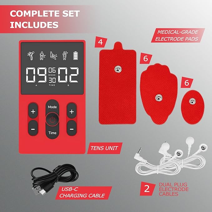 12Modes TENS EMS Unit Compact Muscle Stimulator for Pain Relief, Rechargeable & Portable Dual Channel EMS Muscle Stimulator with 36 Intensity Levels (Including Electrodes Pads)