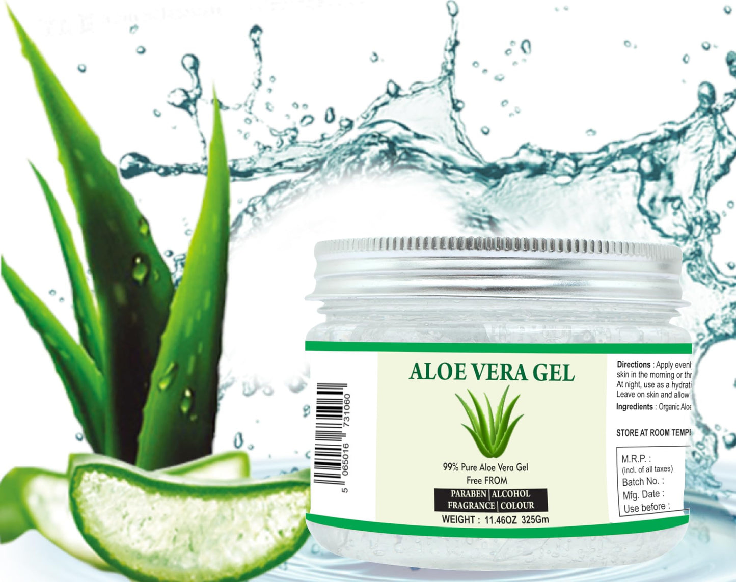 Raslok Aloe Vera Gel | 100% Pure Natural Aloe Gel | For Moisturizing Face Skin & Hair Care,Durable Moisturizing Hydrating Soothing | Non-Sticky (11.46 oz)