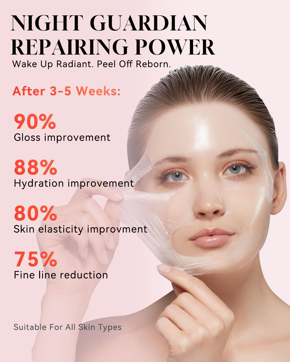 TJE Collagen Night Wrapping Mask, Collagen Peel Off Face Mask with Nicotinamide, Elasticity & Hydration Care, Reduces Sagging & Dullness - 2.53 fl oz