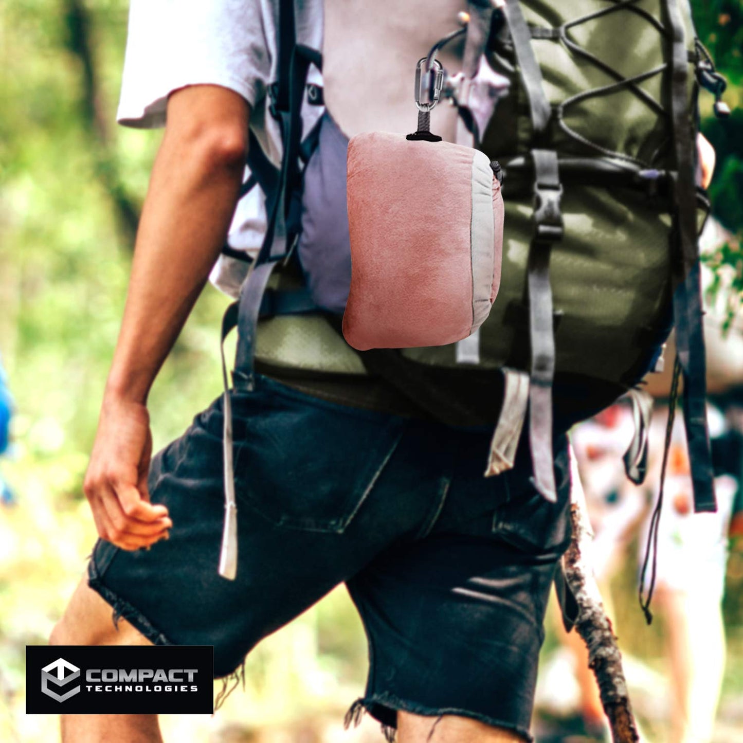 Compact Travel Pillow Made with Shredded Memory Foam and Super Soft Fleece Fabric for Ultimate Comfort in Travel. Patented Design Rolls and Compacts Small for Travel. (Pink)