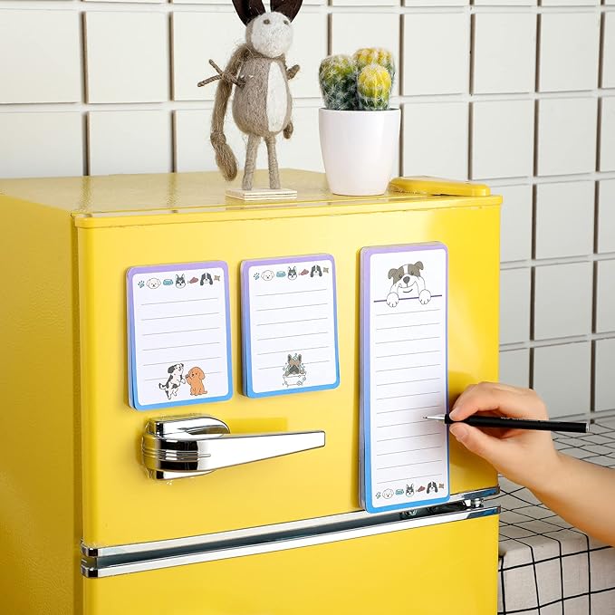 6 Pcs Funny Dog Magnetic Notepads for Refrigerator Dog Grocery List Magnet Pad for Fridge Magnet Pad Grocery Shopping List Teachers Coworkers Office Supplies, 2 Designs