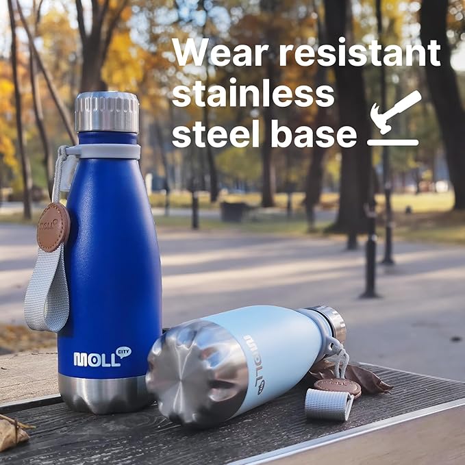 Kids Water Bottle for School-12 oz Stainless Steel Double Wall Vacuum Insulated Sports Water Bottle Reusable Metal Leak Proof Cola Shape Flask for Girls(Royal Blue)