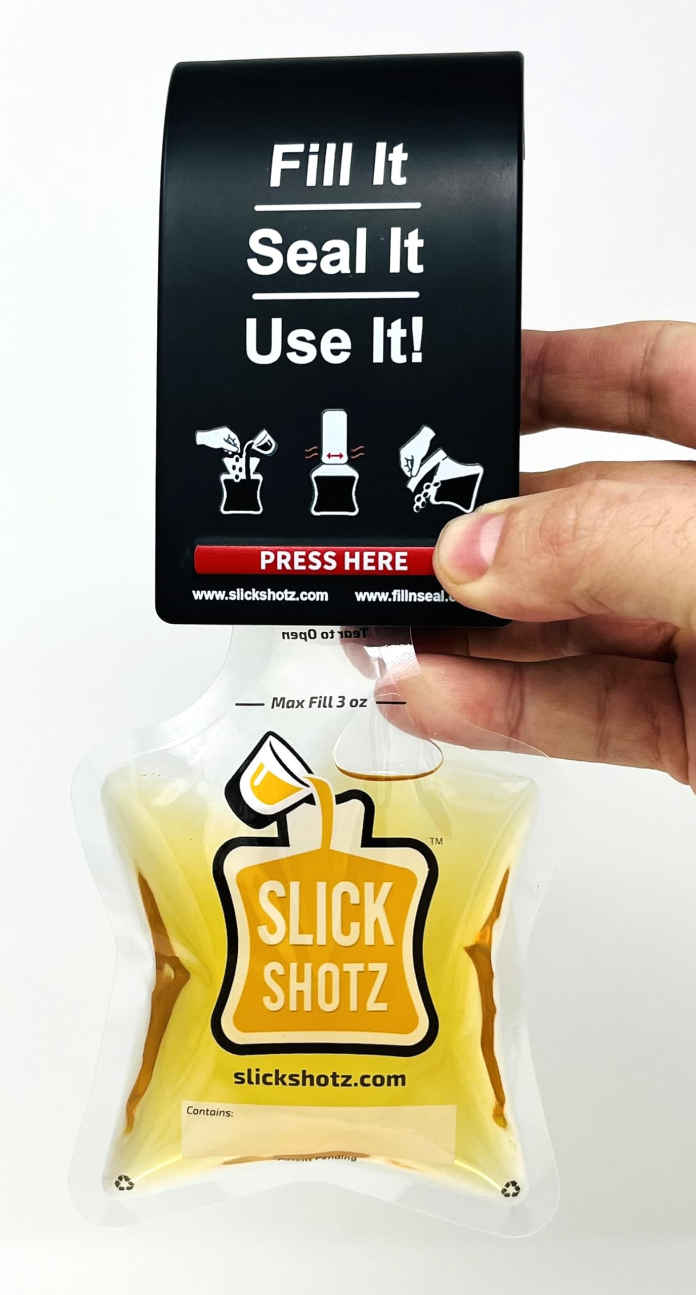 Slick Shotz 50 Pcs Heat Sealed Plastic Flask Kit for Liquor – 3oz Leak Proof Drink Pouches for Alcohol with Heat Sealer and Mini Marker – Ideal for Cruises, Concerts, Flights, Events and Travel