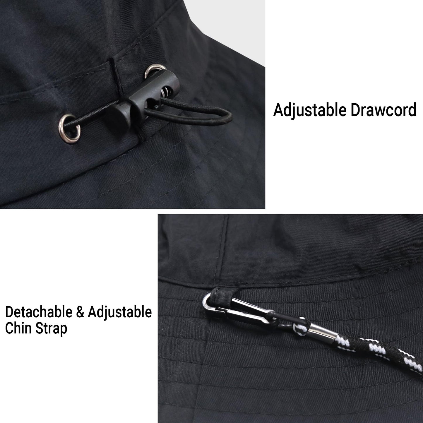 NPQQUAN Waterproof Quick Dry Bucket Hats for Woman Men Packable Foldable Rain Sun Hat Lightweight Hiking Hat Black