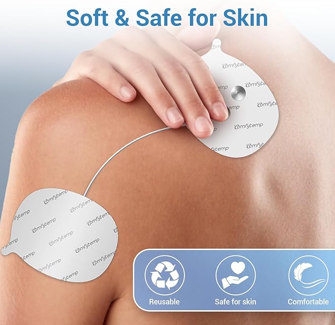 Comfytemp Official TENS Unit Replacement Pads for K6114/K6122, 4 Pack FSA HSA Eligible Wireless TENS Pads, Reusable Self Adhesive Electrodes with Premium Quality, Non-Irritating Design