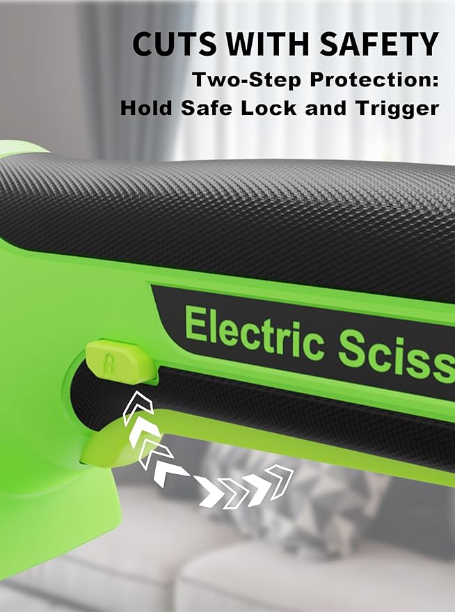 4V 2000mAh Cordless Cardboard Cutter, Electric Scissors for Cardboard with 2 Titanium Blades,LED & Safety Lock,Max Cutting1/4",Rotary Cutter for Fabric,Gifts for Men&Women - Green