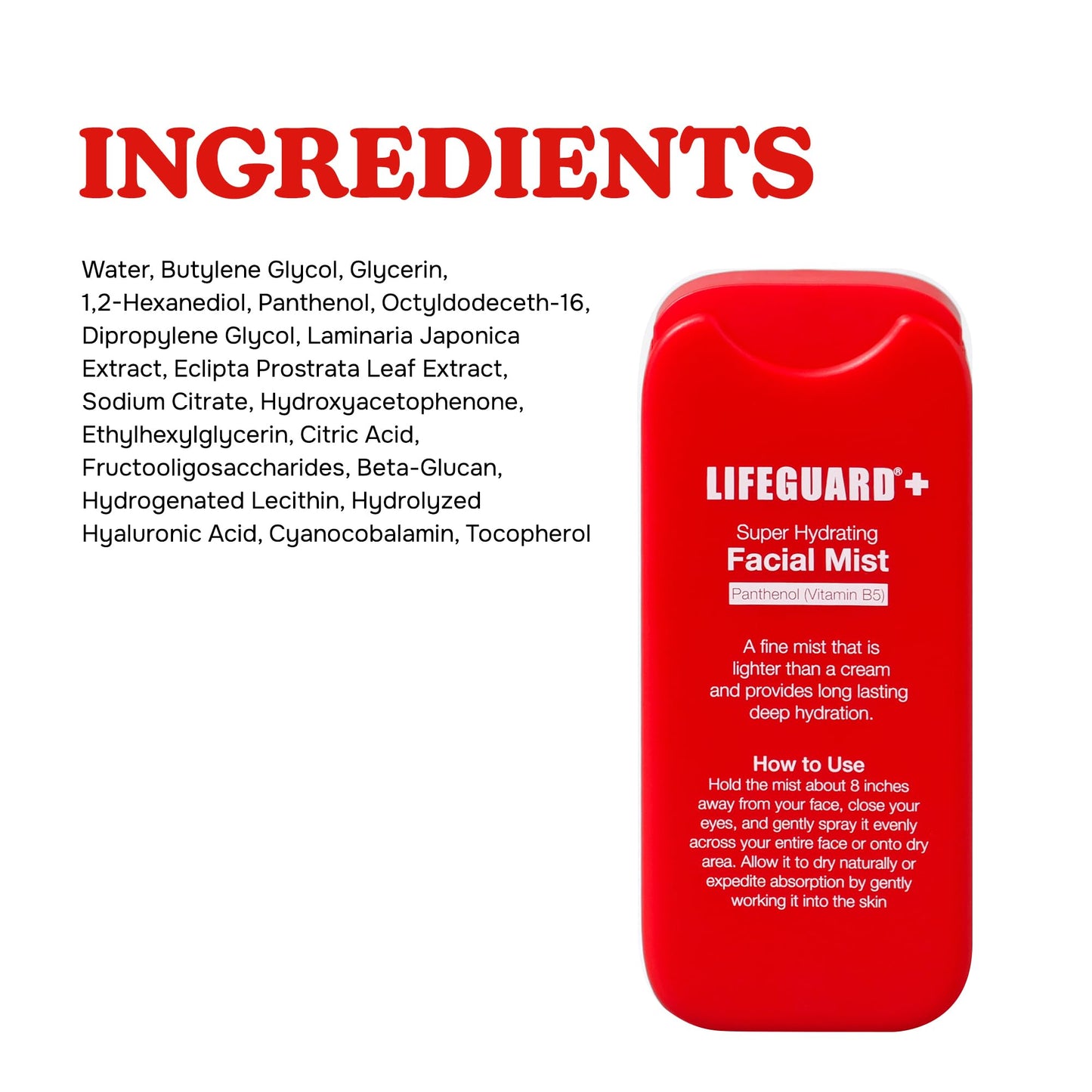 LIFEGUARD Super Hydrating Facial Mist - Vitamin B Infused, Face Mist Hydrating Spray for All Skin Types, Light-weight Face Moisturizer - 1.25 fl. oz.