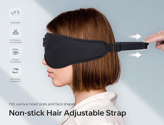 TOPOINT Sleep Mask with Bluetooth Headphones Wireless, 3D Eye Mask for Sleep Headphones with White Noise, Light Blocking, Timer, 15 Hours for Women Men, Travel, Meditation, Nap, CPAP Users (2 Pack)