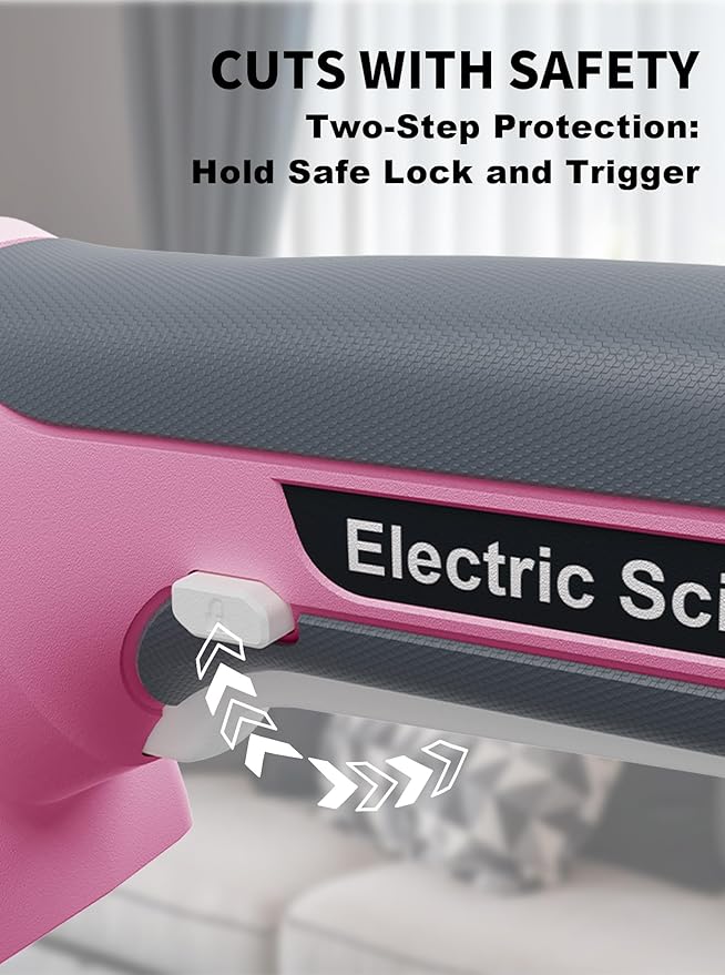 4V 2000mAh Cordless Cardboard Cutter, Electric Box Cutter for Cardboard with 2 Titanium Blades,LED & Safety Lock,Max Cutting1/4",Rotary Cutter for Fabric,Gifts for Men&Women - Pink