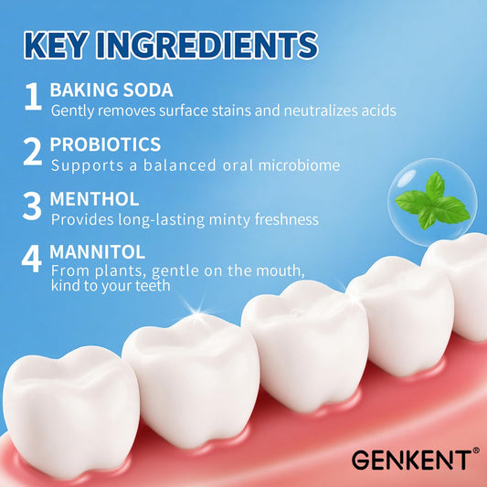 GENKENT Toothpaste Tablets, Fluoride & Plastic Free Chewable Toothpaste Tabs, Eco & Travel Friendly (60 Count)