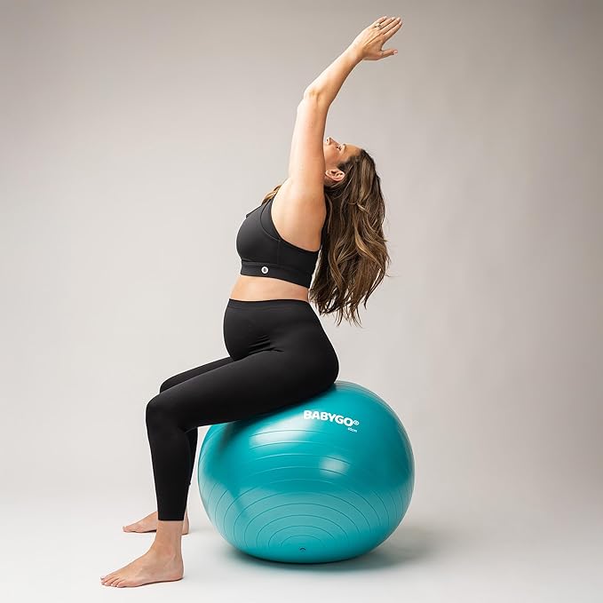 BABYGO Birthing Ball - Pregnancy Yoga Labor & Exercise Ball & Book Set Trimester Targeting, Maternity Physio, Birth & Recovery Plan Included Anti Burst Eco Friendly