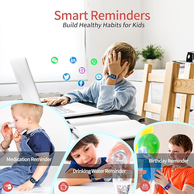 Kids Fitness Tracker Watch, IP68 Waterproof Smart Watch with 19 Sport Modes, Pedometer, Heart Rate Monitor, 19 Sports Modes, Great Gift for Kids