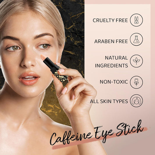 Caffeine Under Eye Balm: Hydrating Eye Brightener Stick Cream for Dark Circles & Puffiness, Anti-Wrinkle Korean Skincare Treatment with Retinol, Instant Cooling Glow for Eyes, Face & Bags