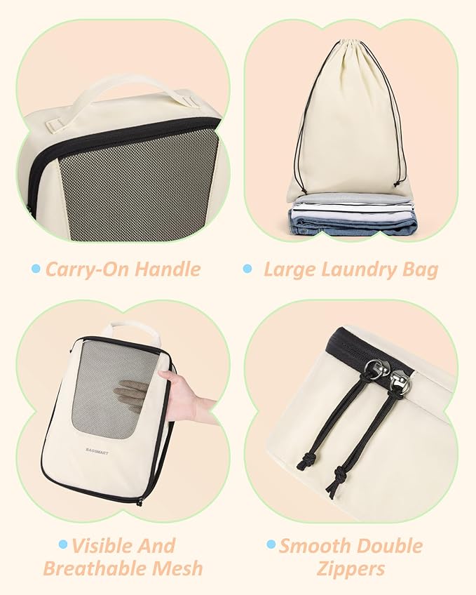 BAGSMART Compression Packing Cubes for Travel, 6 Set/5 Set/4 Set, Compression Suitcase Organizer Bags Set for Suitcases Travel Essentials, Lightweight Packing Organizers