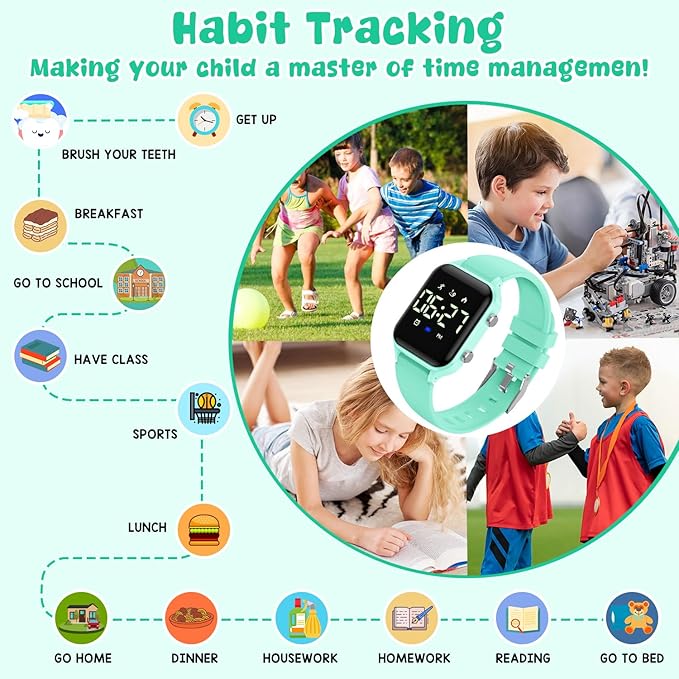 Kids Digital Watches for Boys Girls, Sports Watch with Fitness Tracker, Pedometer, Alarm Clocks, Stopwatch, No App Needed Waterproof Kids Watch, Gift for Teens Student Girls Boys Ages 5-14