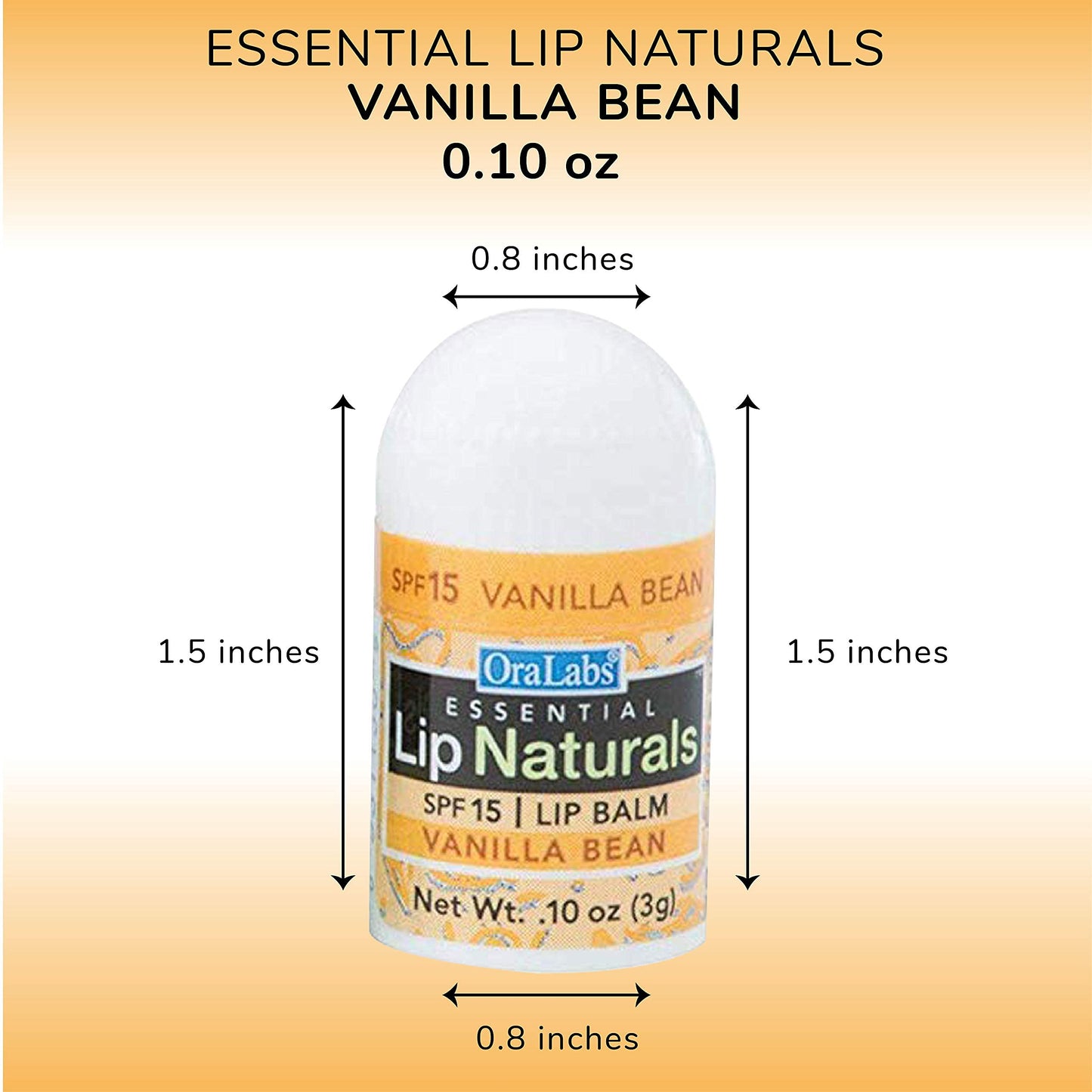 Lip Naturals® Mini Vanilla Lip Balm with Sunscreen (SPF-15) | Made in USA with Beeswax & Coconut Oil | 12-Count Pack with Vanilla Bean Flavor (0.10oz/3g Each)