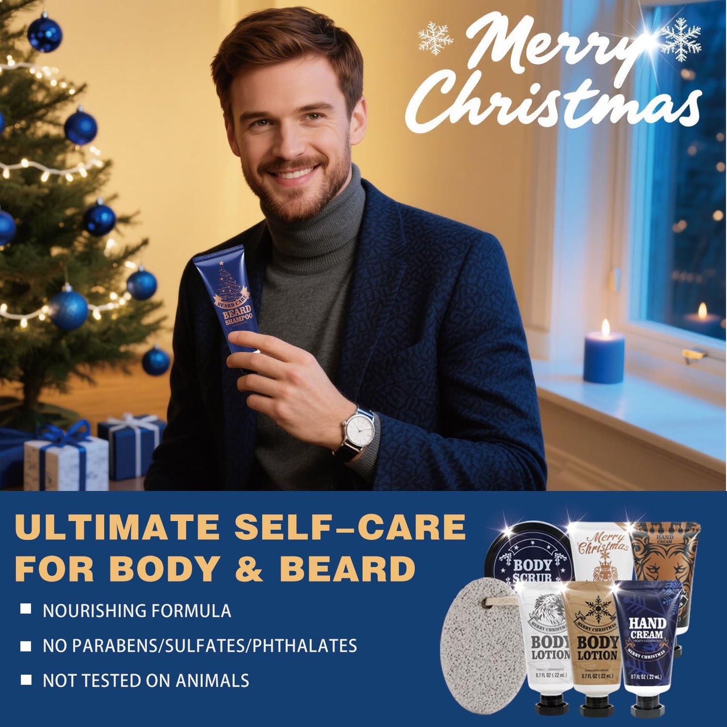 BODY & EARTH Advent Calendar 2025 for Men, 24PCS Beard Care Set, Beauty Advent Calendar Mens 2025, Christmas Holiday Gift Stocking Stuffers, Selfcare Set Spa Gift Box with Shower Gel, Bubble Bath