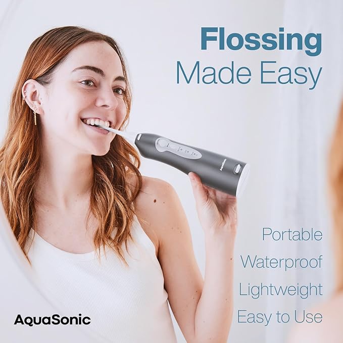AquaSonic Water Flosser - Cordless Rechargeable Water Flossers for Teeth Cleaning - Waterproof Aqua Flosser, Portable Oral Irrigator for Dental Cleaning with 5 Jet Tips – Braces Home Travel
