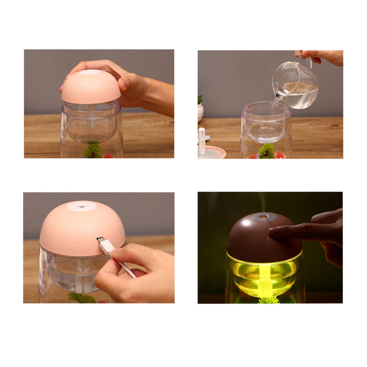 AEKAN Micro Landscape Humidifier with Changing Led Light,Adjustable Mist Mode, Waterless Auto Shut-off,for Bedroom,Office,Car (green)