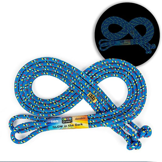 Just Jump It 16 Foot Glow in the Dark Jump Rope for Kids, Active Outdoor Youth Fitness Exercise Equipment, Braided Nylon Gym Accessories